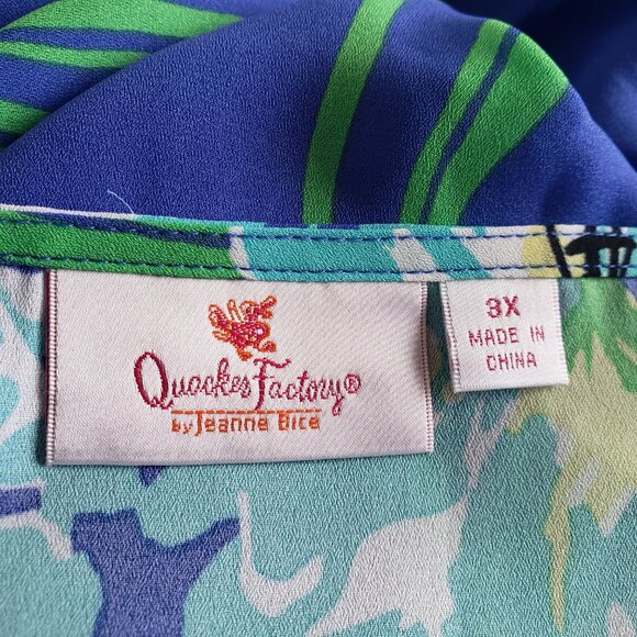 Quacker Factory Top Poncho Cover-Up Bold Floral Tropical Lace Flowy Plus Size 3X - Picture 6 of 6